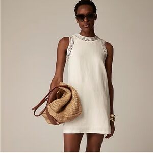 Jcrew Maxine Crochet Trim Linen Dress